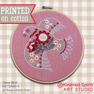Kit de broderie tourterelle : créations artisanales d'oiseaux de la paix, nom personnalisé