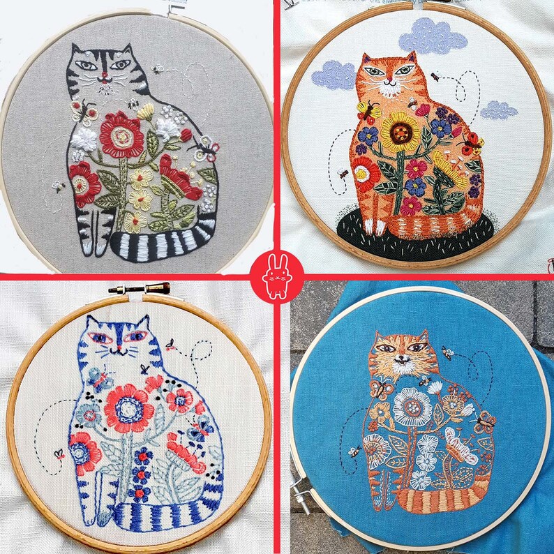 Orange Cat Embroidery Kit Custom Embroidery Design DIY Etsy