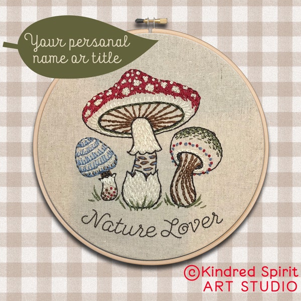 Mushroom Embroidery Kit  ; Woodland pattern ;  Nature lover gift ; Cottage Core design ; Botanical wall decor