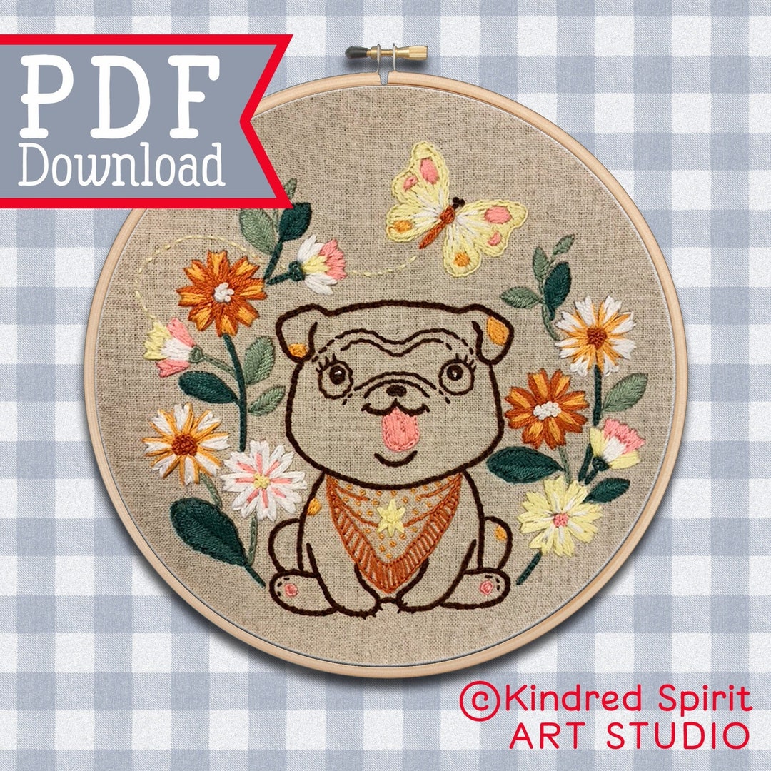 Hand Embroidery Pattern Puppy Design Instant Pdf Download - Etsy
