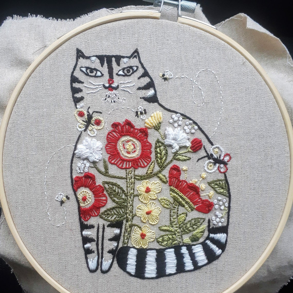 Cat Embroidery Kit DIY craft kit Custom embroidery pattern Etsy
