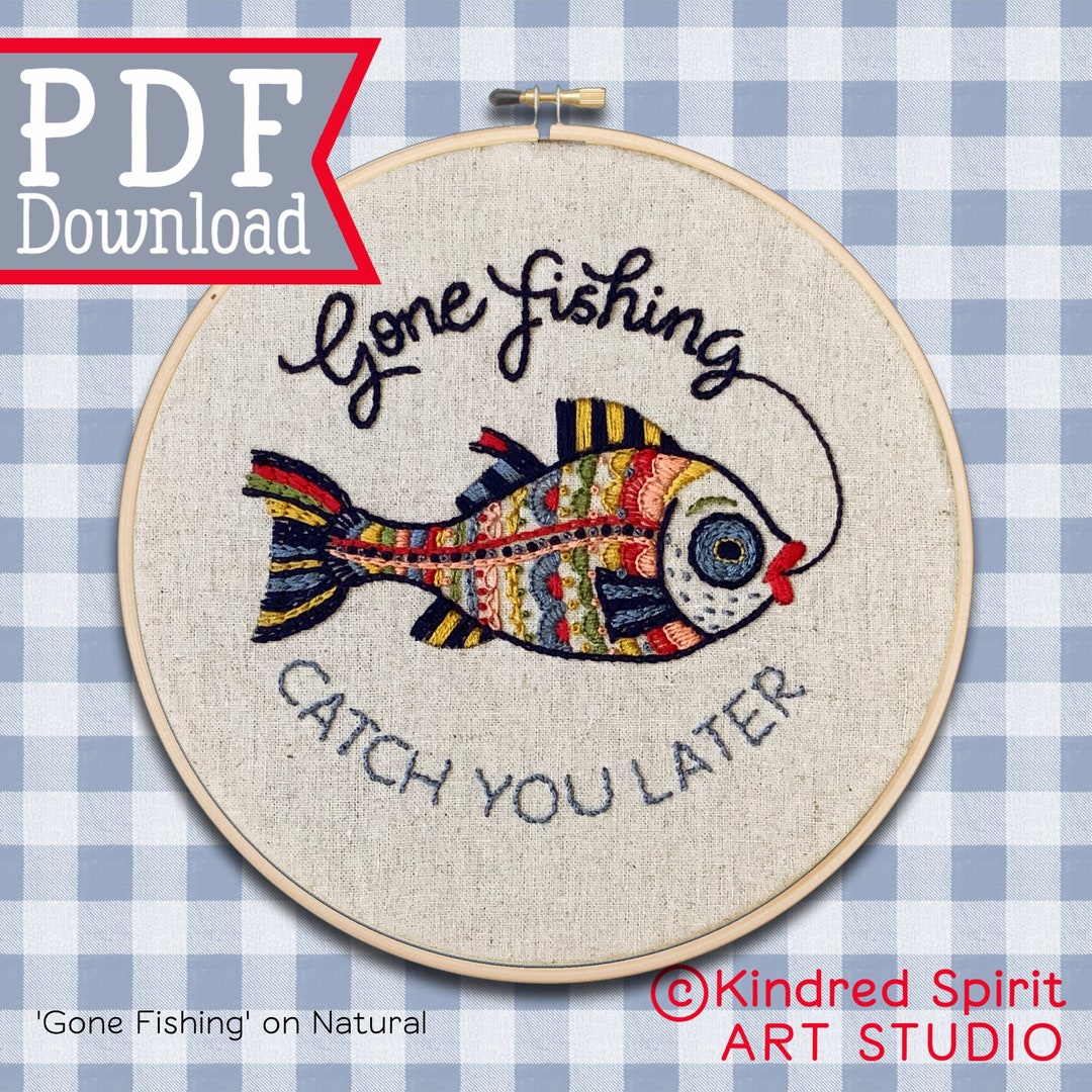 Embroid Fish Pattern Gone Fishing Hand Embroidery Pattern: Fish Needlepoint (PDF Download ...