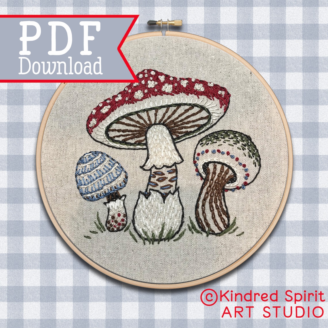Mushroom PDF Pattern Download Hand Embroidery Pattern | Etsy