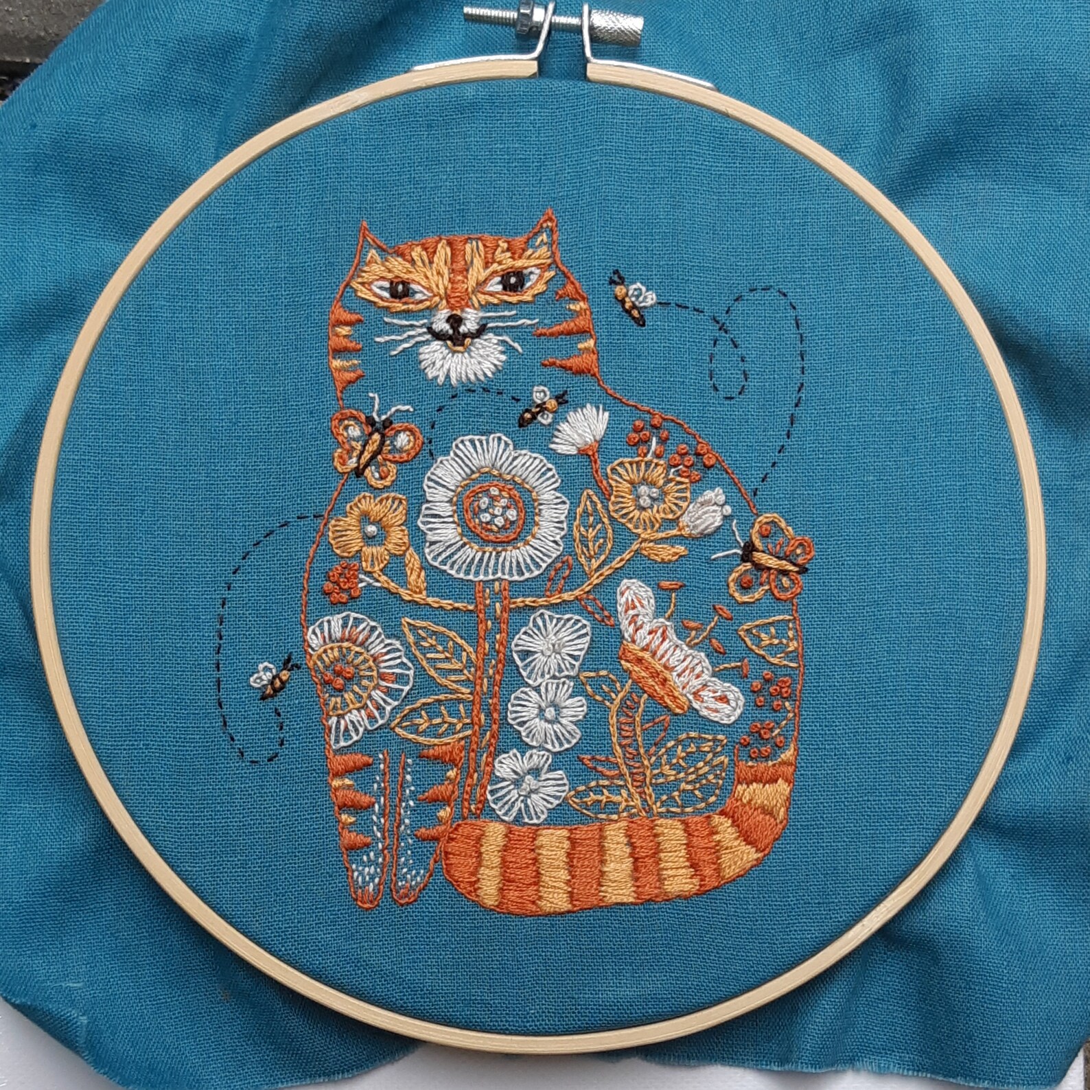 Orange Cat Embroidery Kit Custom Embroidery Design DIY Etsy