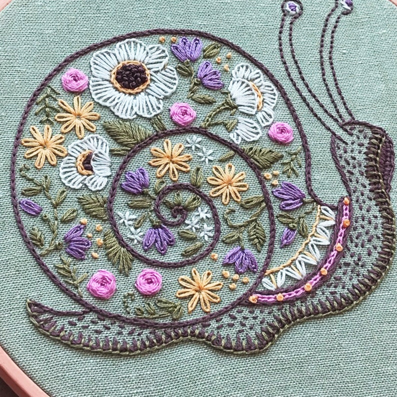Forest Snail Intermediate Embroidery Kit