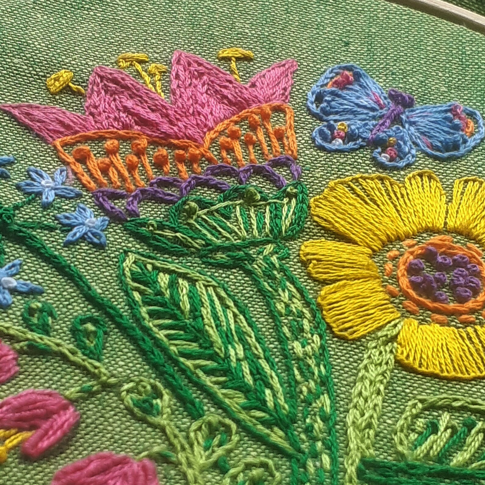 Flower Embroidery Kit Garden Embroidery Design Pre Print Etsy