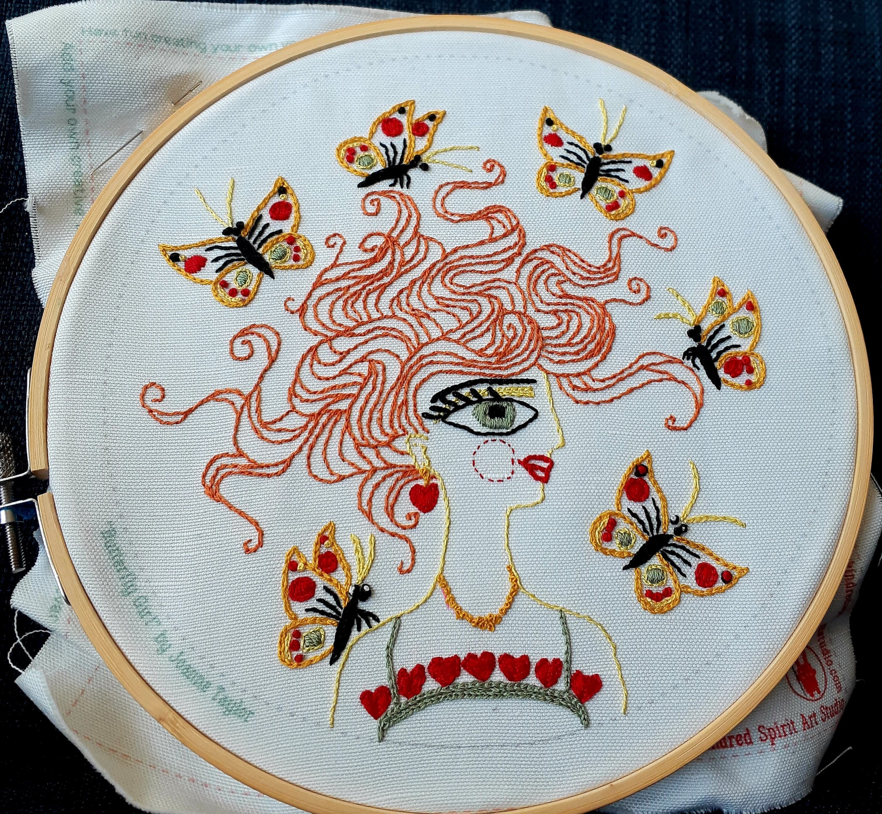 Butterfly Girl Embroidery Pattern: Modern Hoop Art DIY (PDF Download ...