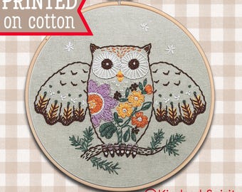 Owl Embroidery Kit ; Forest design ;  Woodland animals ; Bird pattern ; DIY craft ; Raptors