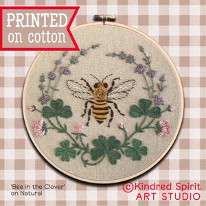 Honey Bee Embroidery Kit ; Lavender design ; Insect pattern ; Beginner Hoop Art ; Nature lover gift ; Garden needlepoint