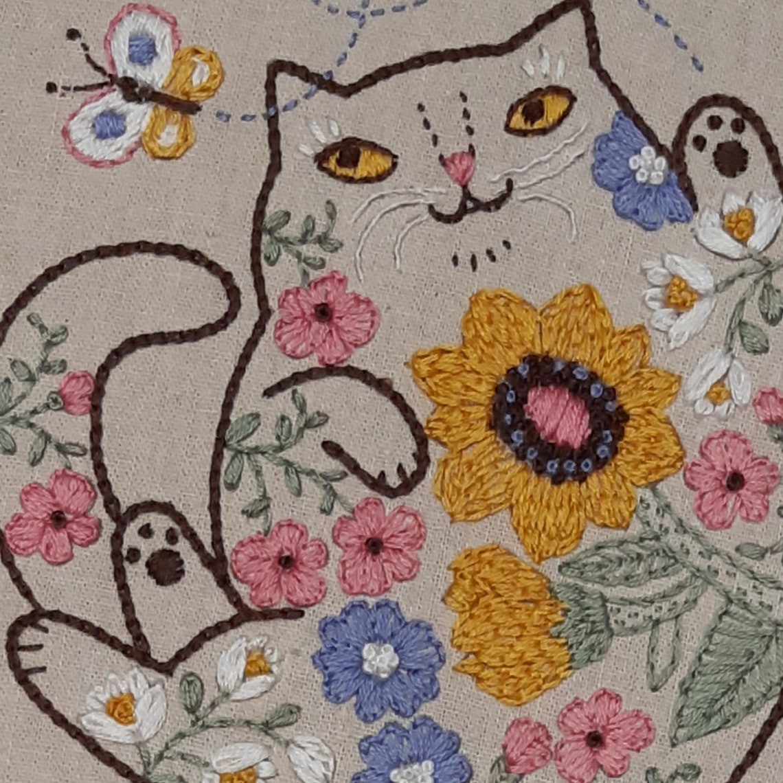 Cat Hand Embroidery Pattern Instant PDF File Download DIY Etsy