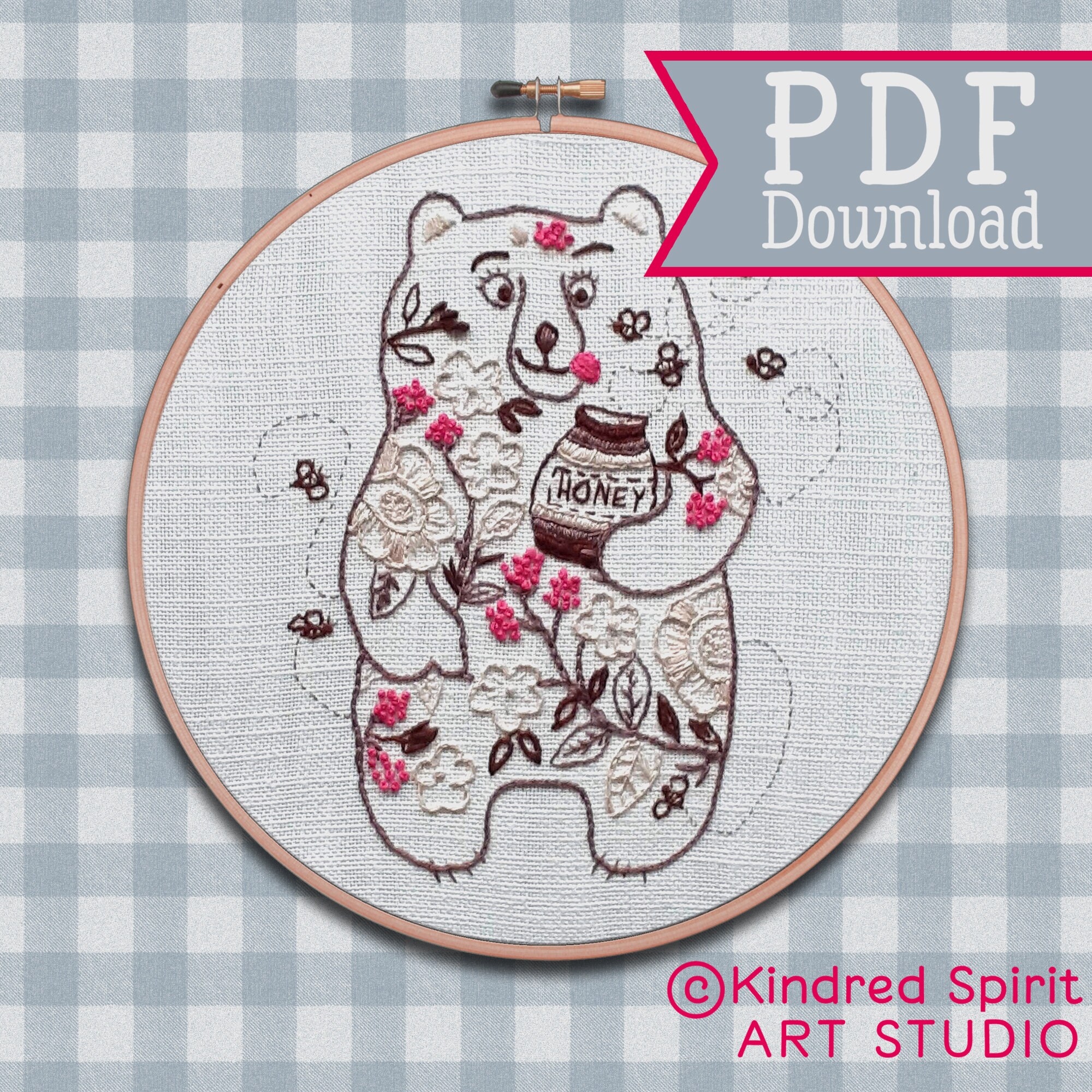 Cute Bear Embroidery Pattern PDF Pattern Download Modern - Etsy