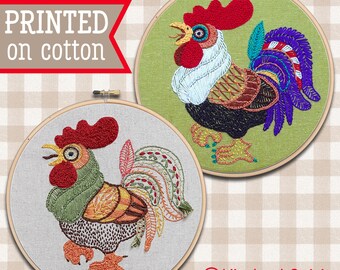 Rooster Embroidery Kit: Chicken Pattern, Farmhouse Decor, 7" Hoop Art
