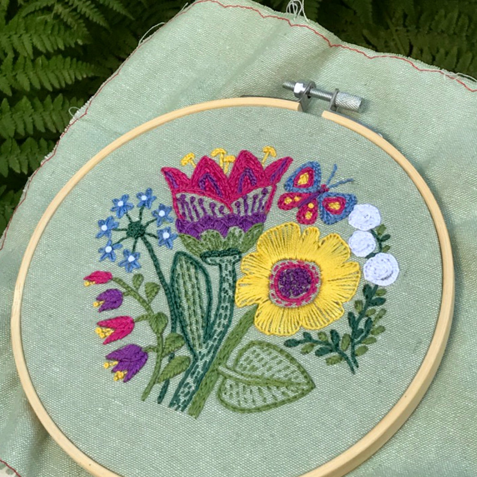 Flower Embroidery Kit Garden Embroidery Design Pre Print Etsy