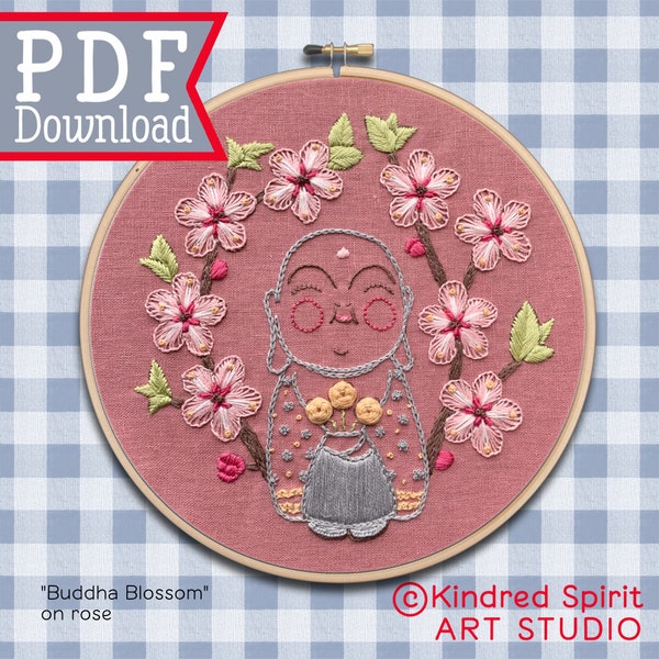 Hand Embroidery Pattern ; Buddha Meditation ; PDF File download ; Om Namaste ; Buddhism pattern ; Flower needlepoint