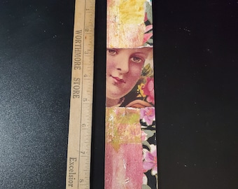 UPCYCLED COLLAGE BOOKMARK made of elephant dung paper and repurposed materials for Earth lovers