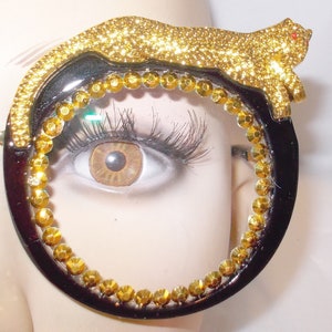 LEOPARD unique reading glasses Black reading glasses fabulous leopard on frame dark gold rhinestones several strengths free US ship