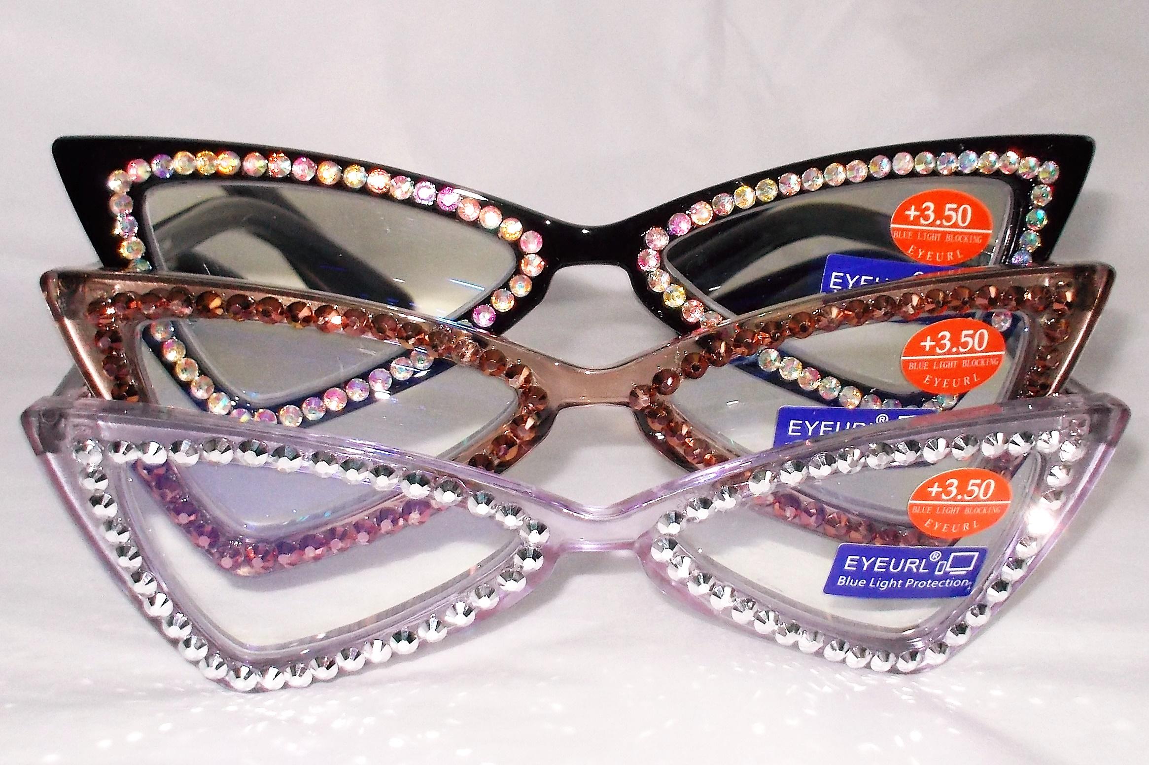3.50 Butterfly Reading Glasses 3.50 Strength: Crystal 
