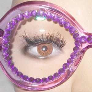 2.50 Reading glasses unique readers oversized round-shaped in clear purple with purple rhinestones 2.50 free US shipping