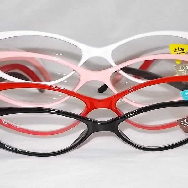 Reading glasses fabulous cat eye in 4 colors red pink white and black, free US shipping