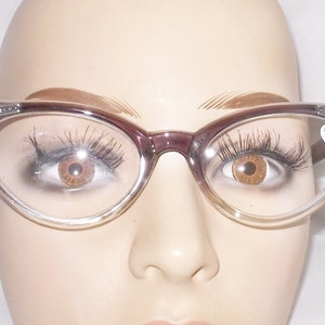 Reading glasses gorgeous purple and clear cat eye style glasses lots of strengths free US shipping