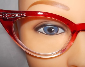 Red Cat Eye Reading Glasses: Jeweled Frame