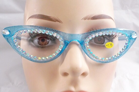 3 Pairs Women's Retro Cat Eye Reading Glasses With Rhinestones - Clear Lens, Spring Hinge, Lightweight