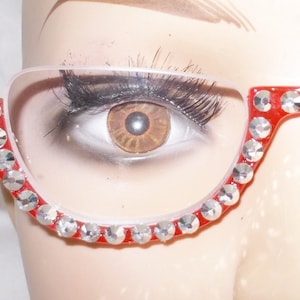 Red Rhinestone Half Rim Reading Glasses