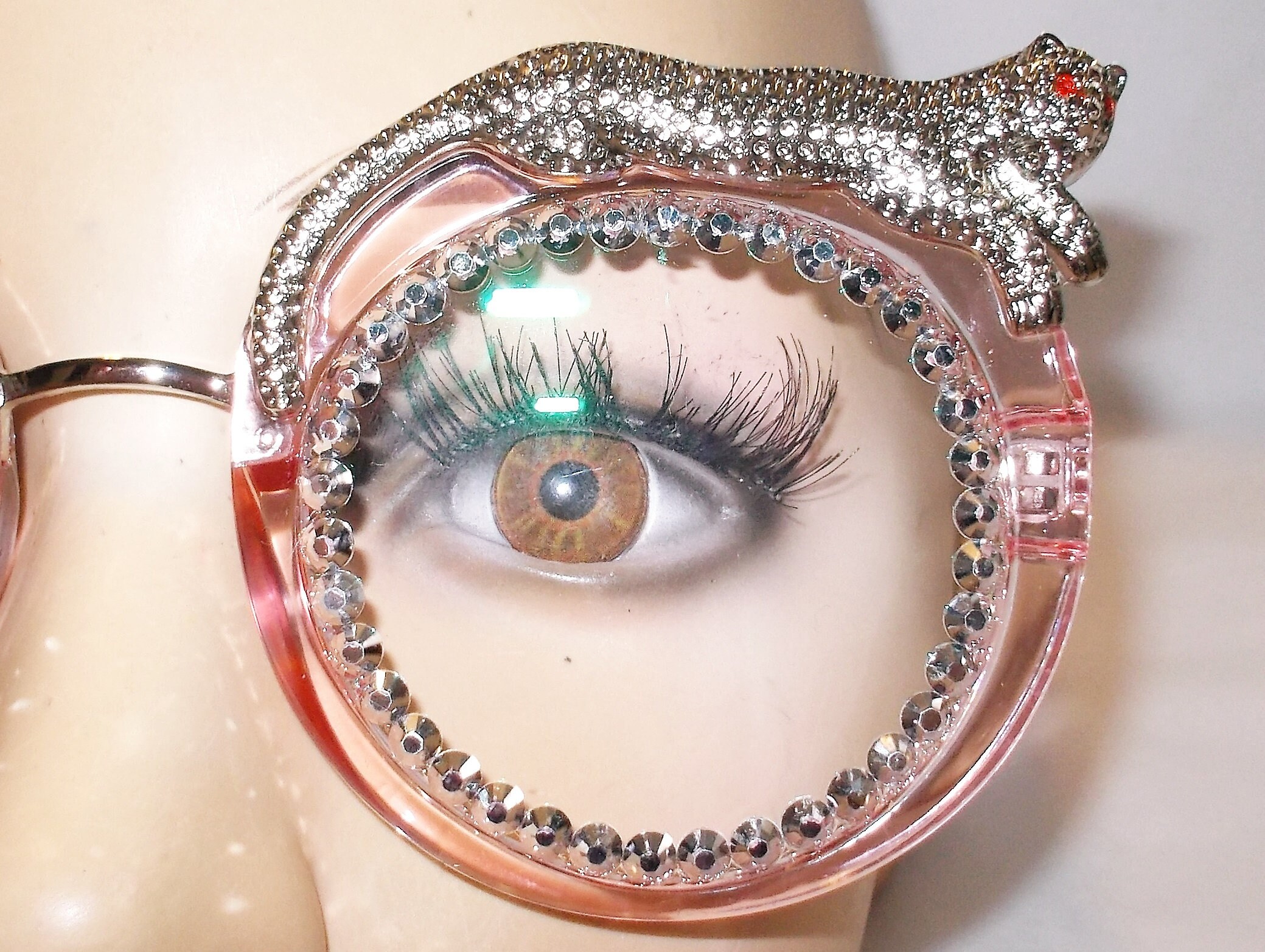 Leopard Reading Glasses: Pink Frame With Silver Rhinestones 