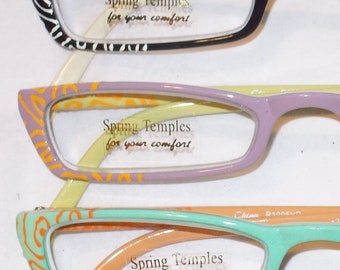 Reading glasses gorgeous hand painted small readers spring hinges, 3 color combo's free US shipping