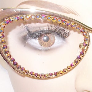 Gorgeous gold metallic cat eye reading glasses with gold rhinestones, free US shipping