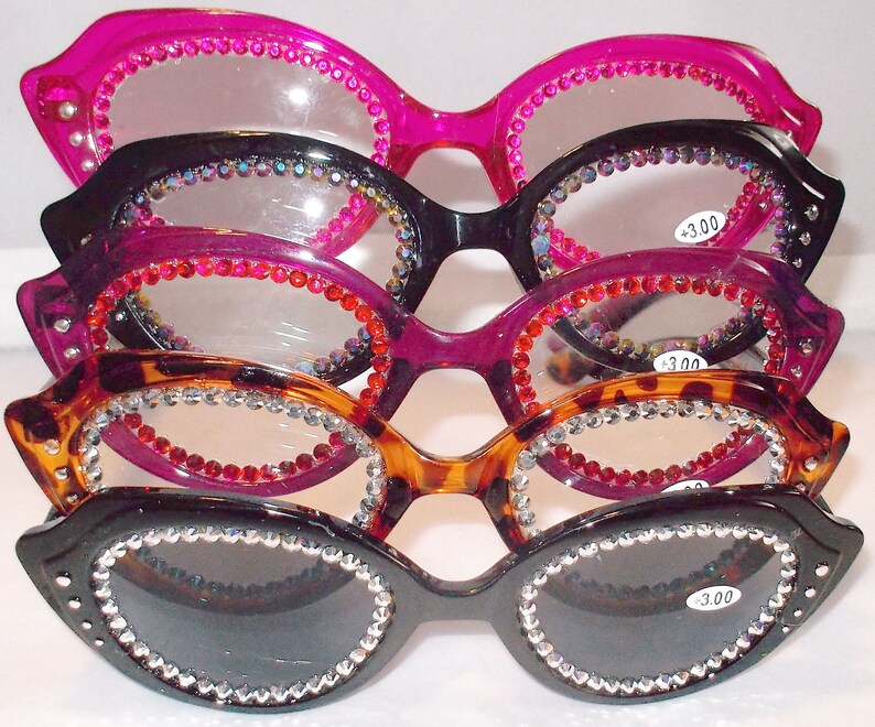 Except Spectacles 3.00 Reading Glasses Simply Stunning Cat Eye and Rhinestone Readers 3. ...