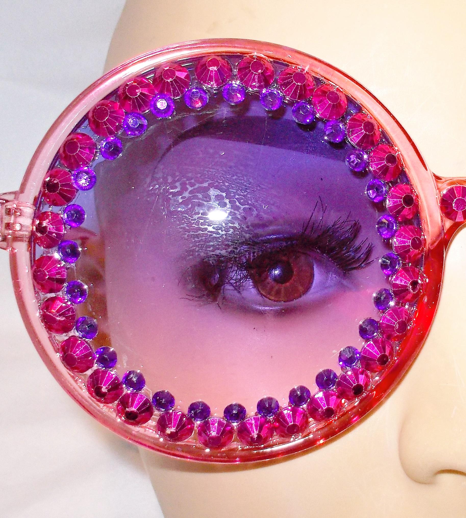 Crystal Rhinestones-Embellished Oversized Pink/Purple Sunglasses - Women Kinley Butterfly Wing Oversized Rhinestone Sunglasses  main image 2