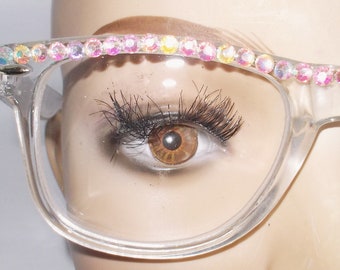 Reading glasses for myopia all strengths clear frames with crystal rhinestones
