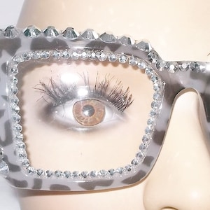 Reading glasses unique readers oversized cat eye in gray with silver rhinestones 3 strengths free US shipping