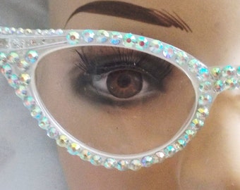 Reading glasses fabulous cat eye style with crystal rhinestones all sizes free US shipping