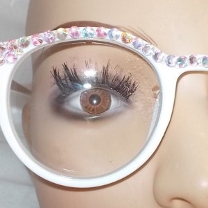 Reading glasses for myopia all strengths white with crystal rhinestones free US shipping