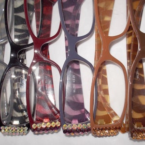 Reading glasses rhinestone readers animal print arms 6 colors lots of strengths lovely reading glasses!