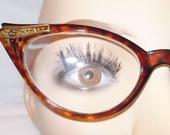 Gafas de lectura estilo ojo de gato color marrón estilo años 50: monturas decoradas estilo años 50