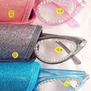 Reading glasses sparkle & glitter cat eye beauties 3 colors lots of strengths free US shipping