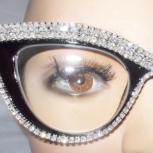 Unique Boutique Glasses black glasses fabulous diamond design rhinestones around frame 4 strengths