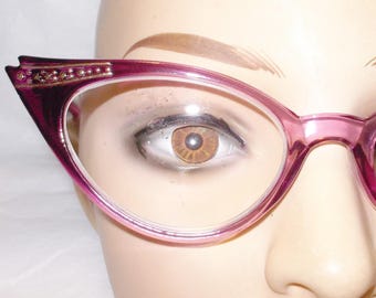 50"s style Purple Cat Eye Reading Glasses: Classy Decorated Frame