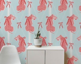 Tapeta Pink Tiger: eleganckie kokardki, samoprzylepna ściana akcentowa