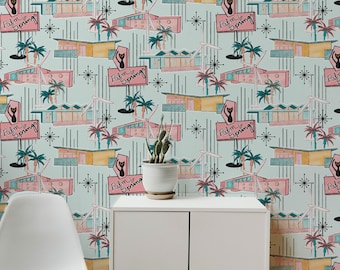 Tapeta samoprzylepna Retro Palm Springs: nowoczesny design z połowy XX wieku