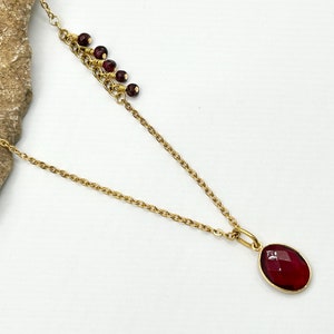 Garnet Necklace, Gemstone Jewelry Garnet, January Birthstone, Long Necklaces for Women, Pendant Necklace for Women, Garnet Jewelry, Gift