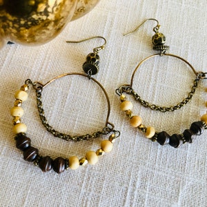Bohemian Earrings for Women, Bead Earrings Hoops, Boho Earrings, Beaded Earrings, Boho Hoop Earrings, Gift for Her, Bead Earrings Handmade