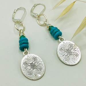 Turquoise Drop Earrings, Boho Dangle Earrings, Turquoise Earrings, Gift for Her,  Dangle Earrings Silver, Drop Earrings, Gift for Friend