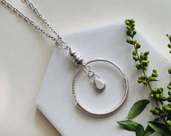 Open Circle Necklace, Long Necklaces for Women, Long Silver Layering Necklace, Gift, Pendant Necklaces for Women, Silver Long Necklace