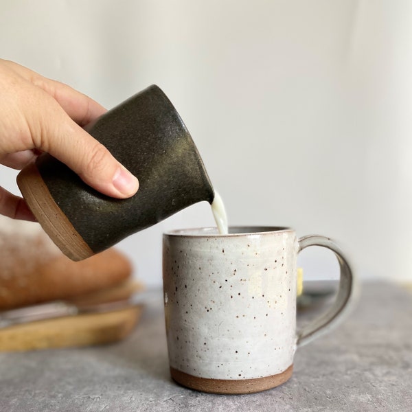 Ceramic Milk Pitcher, Handcrafted Milk Creamer Jug, Ceramic Creamer Pitcher, Minimal Kitchen Gifts