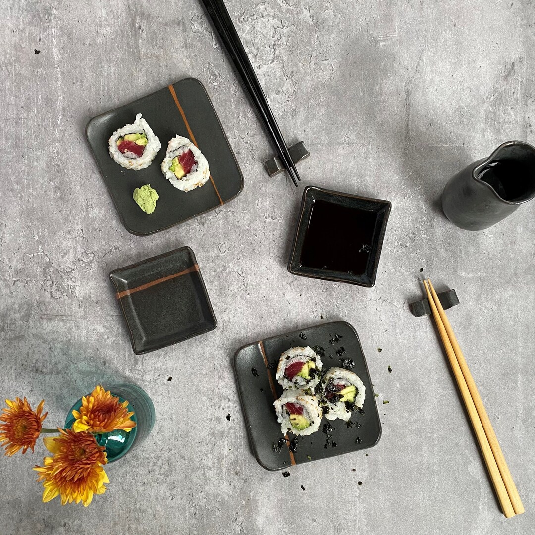 Ceramic Sushi Set Sushi Lover Gift Idea Pottery Sushi Set Etsy