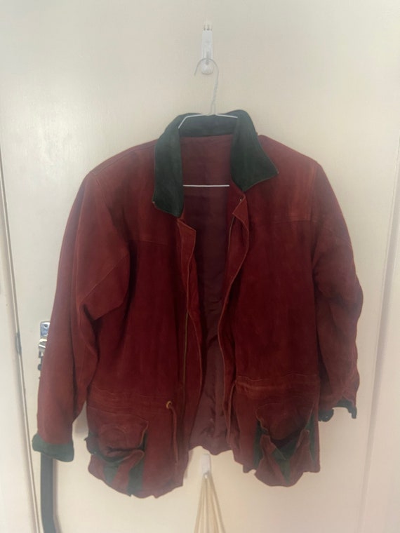 Brown and Green Suede Jacket